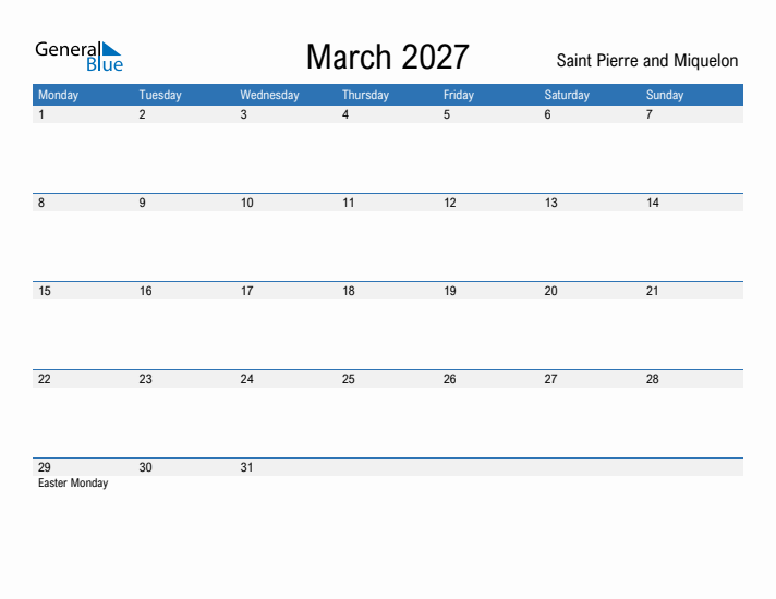 Fillable March 2027 Calendar