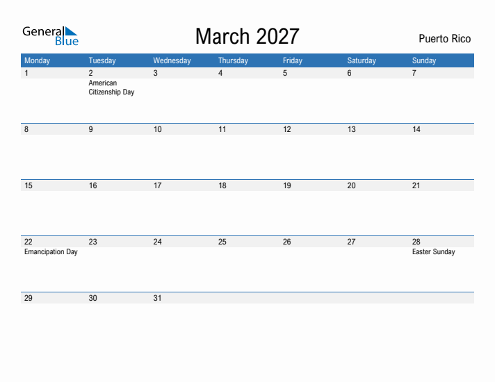 Fillable March 2027 Calendar