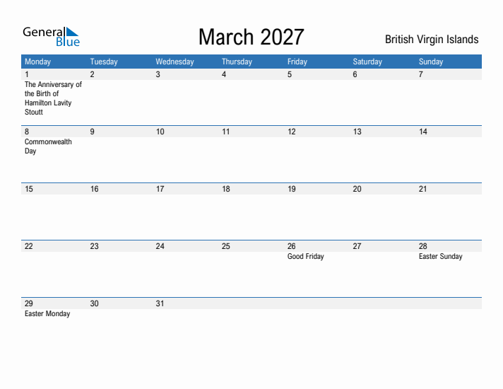 Fillable March 2027 Calendar