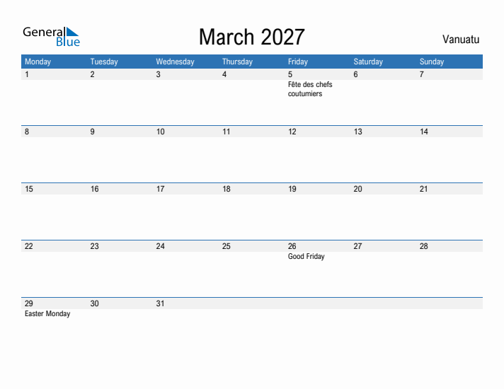 Fillable March 2027 Calendar