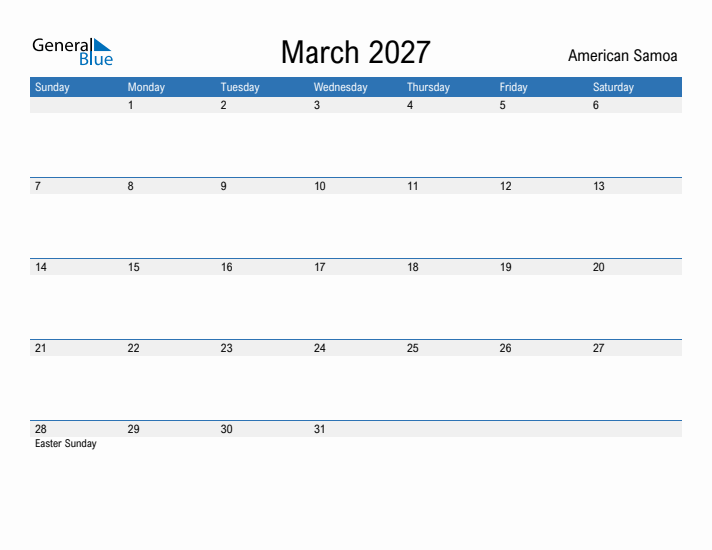 Fillable March 2027 Calendar