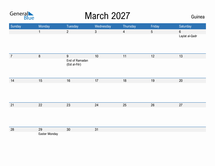 Fillable March 2027 Calendar
