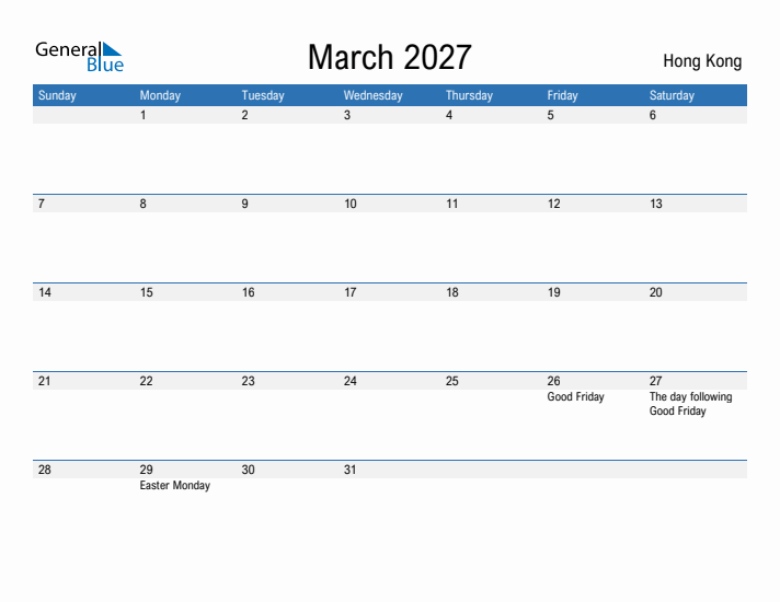 Fillable March 2027 Calendar