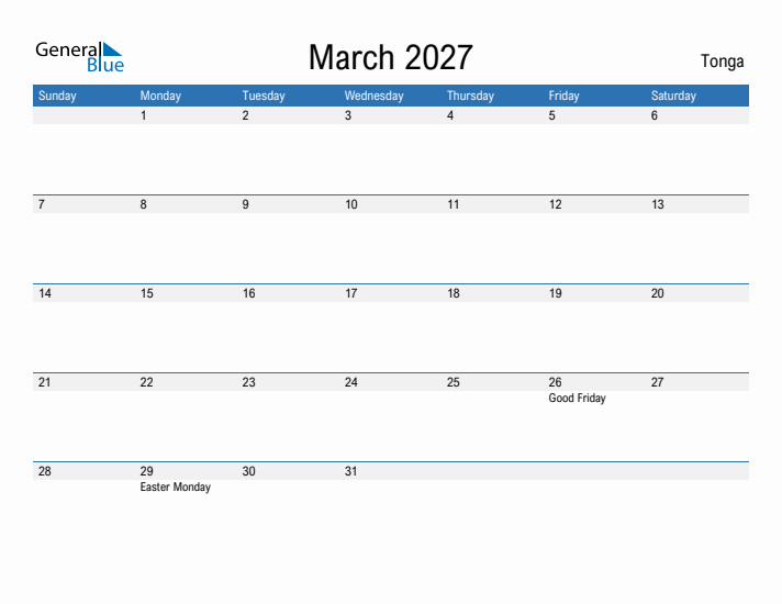 Fillable March 2027 Calendar