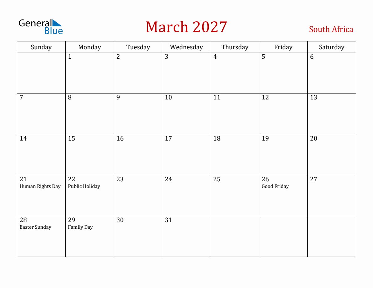 March 2027 South Africa Monthly Calendar With Holidays march-2027-south-africa-monthly-calendar-with-holidays