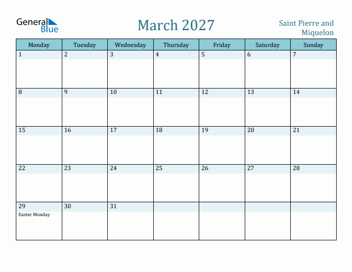 March 2027 Calendar with Holidays