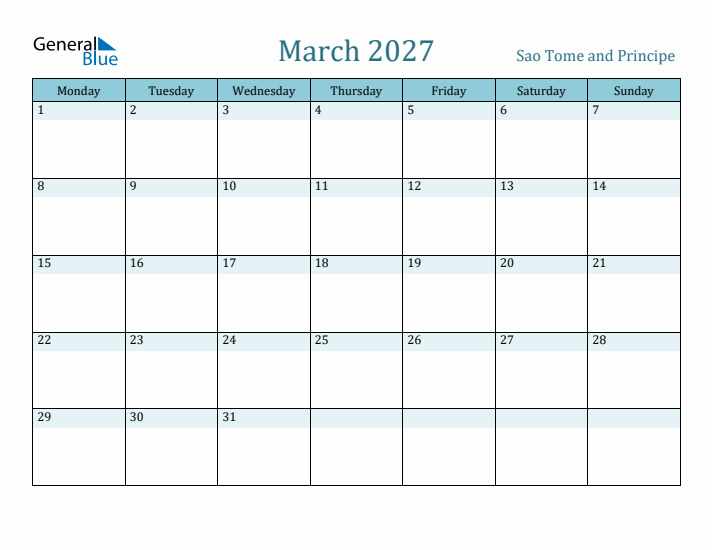 March 2027 Calendar with Holidays