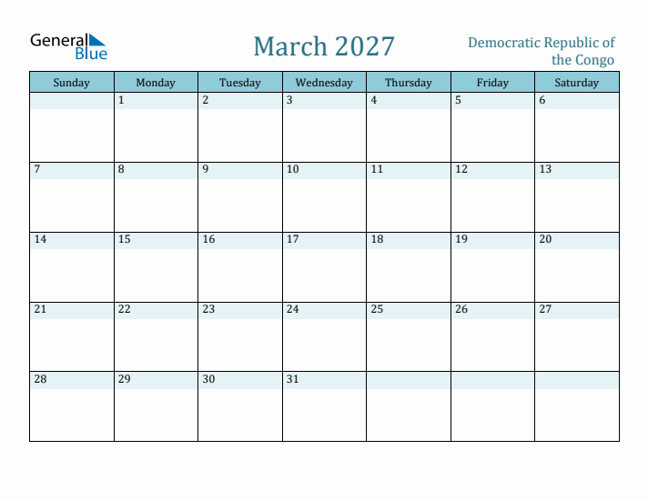 March 2027 Calendar with Holidays