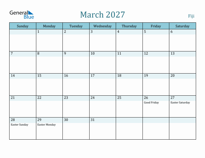 March 2027 Calendar with Holidays