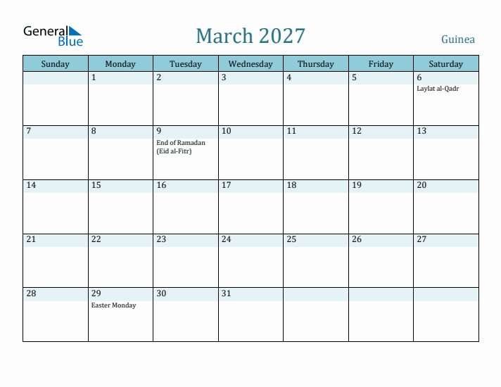 March 2027 Calendar with Holidays