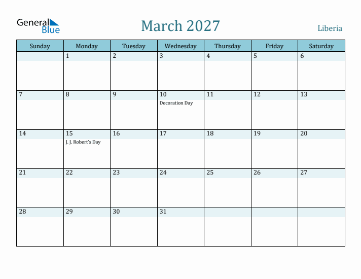 March 2027 Calendar with Holidays