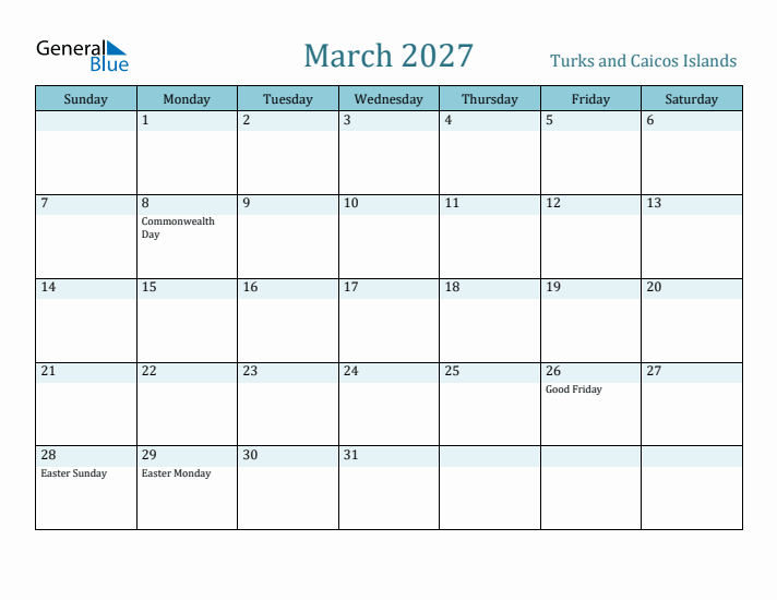March 2027 Calendar with Holidays