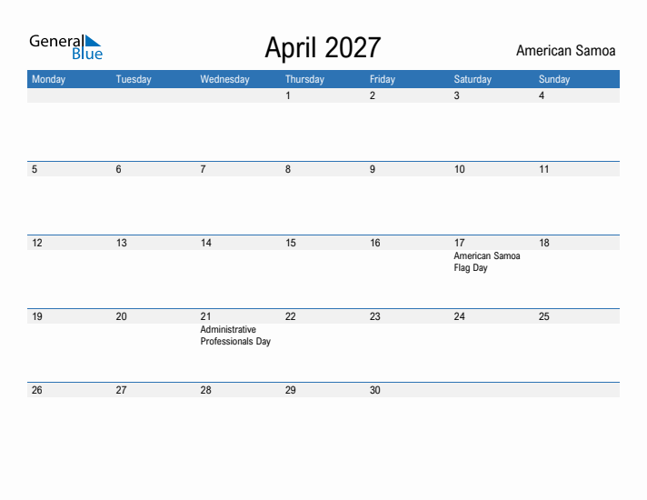 Fillable April 2027 Calendar
