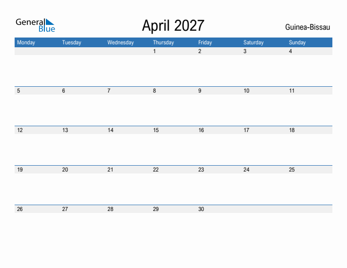 Fillable April 2027 Calendar