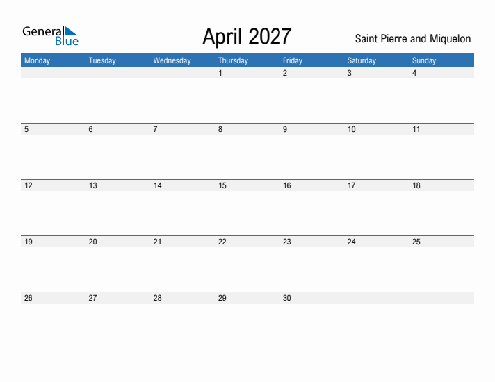 Fillable April 2027 Calendar