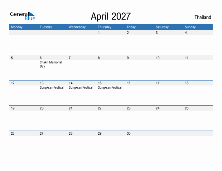 Fillable April 2027 Calendar