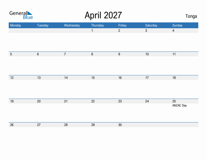 Fillable April 2027 Calendar