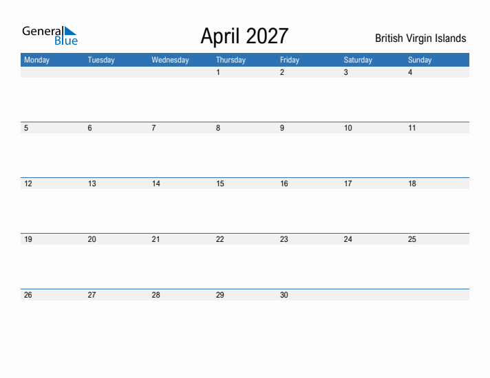 Fillable April 2027 Calendar