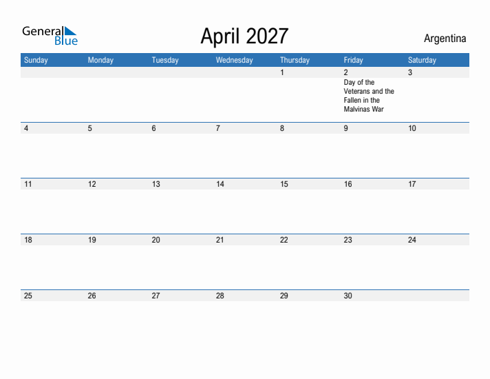 Fillable April 2027 Calendar
