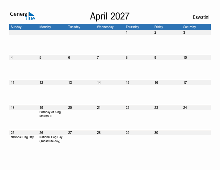 Fillable April 2027 Calendar