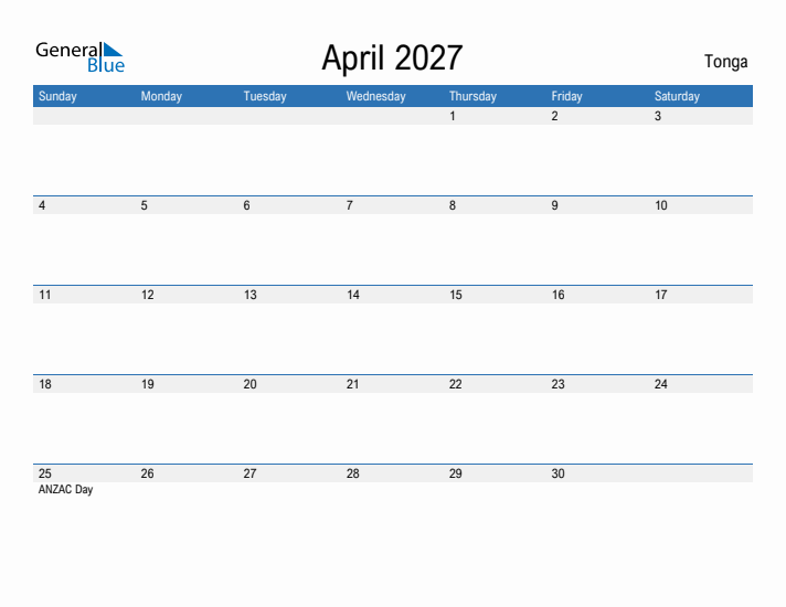Fillable April 2027 Calendar