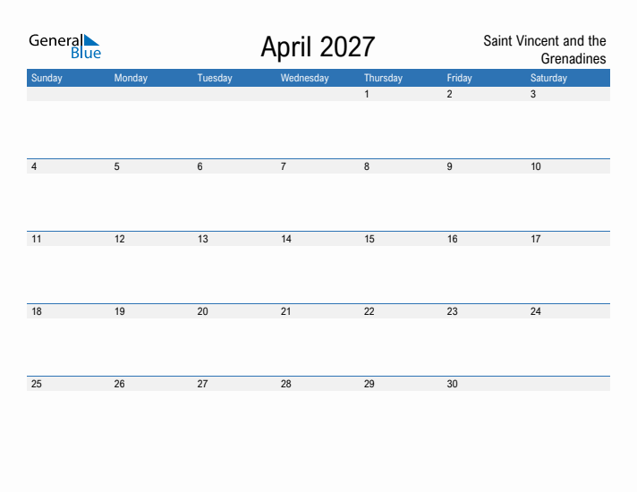 Fillable April 2027 Calendar