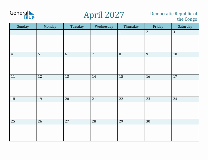 April 2027 Calendar with Holidays