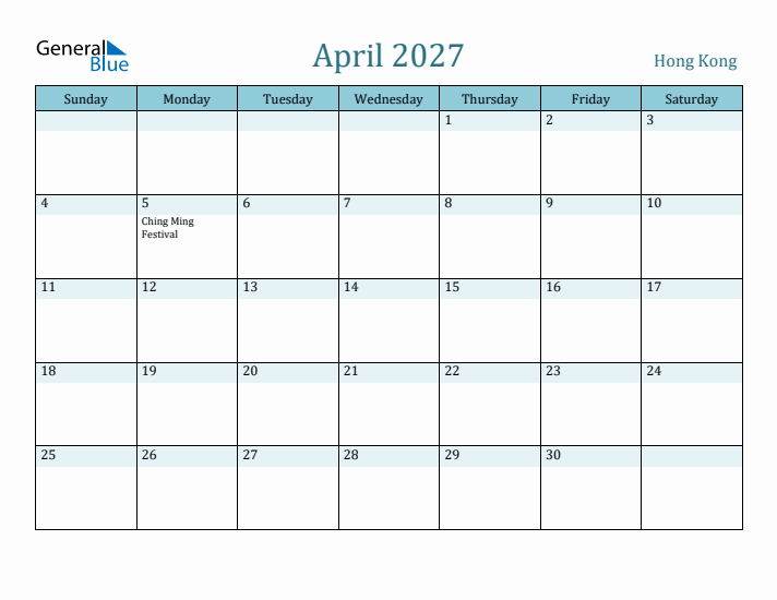 April 2027 Calendar with Holidays