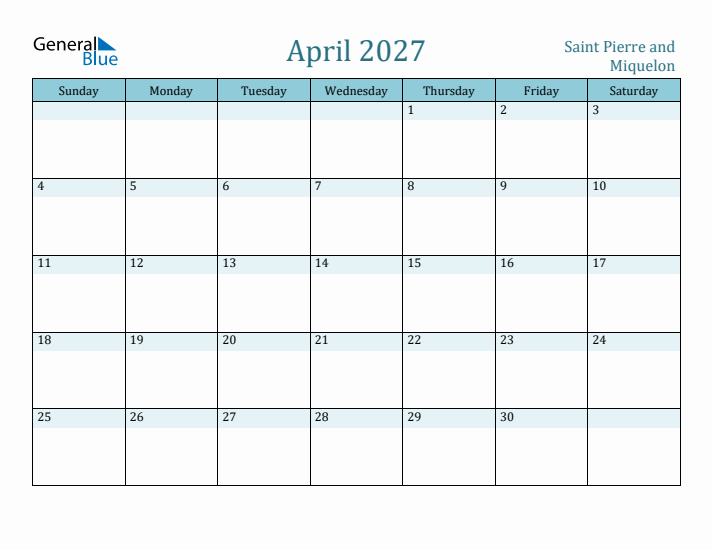 April 2027 Calendar with Holidays