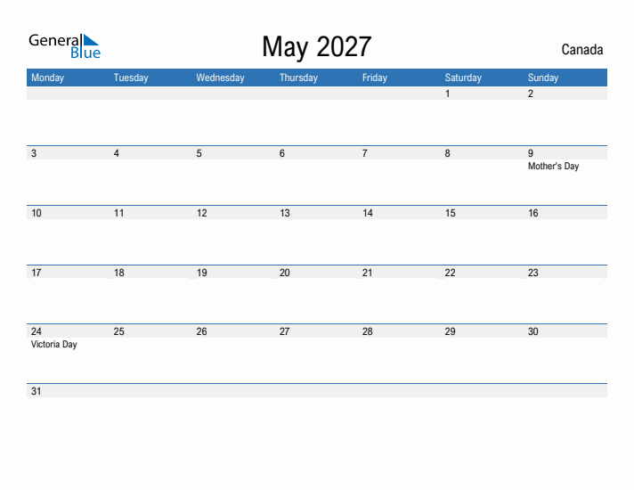 Fillable May 2027 Calendar