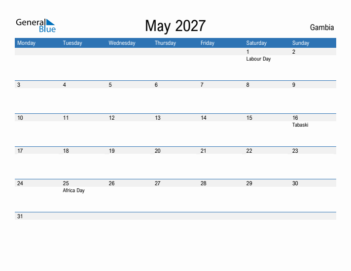 Fillable May 2027 Calendar