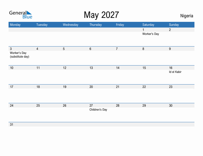 Fillable May 2027 Calendar