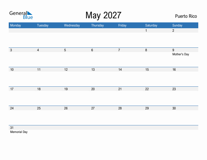 Fillable May 2027 Calendar