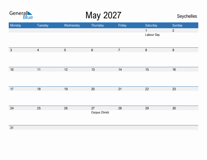 Fillable May 2027 Calendar
