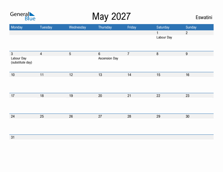 Fillable May 2027 Calendar