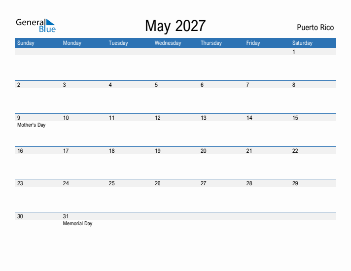 Fillable May 2027 Calendar