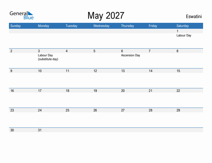 Fillable May 2027 Calendar