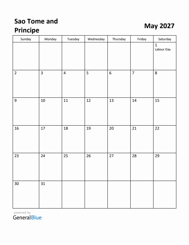 May 2027 Calendar with Sao Tome and Principe Holidays
