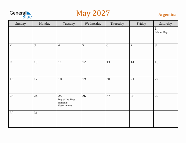 May 2027 Holiday Calendar with Sunday Start