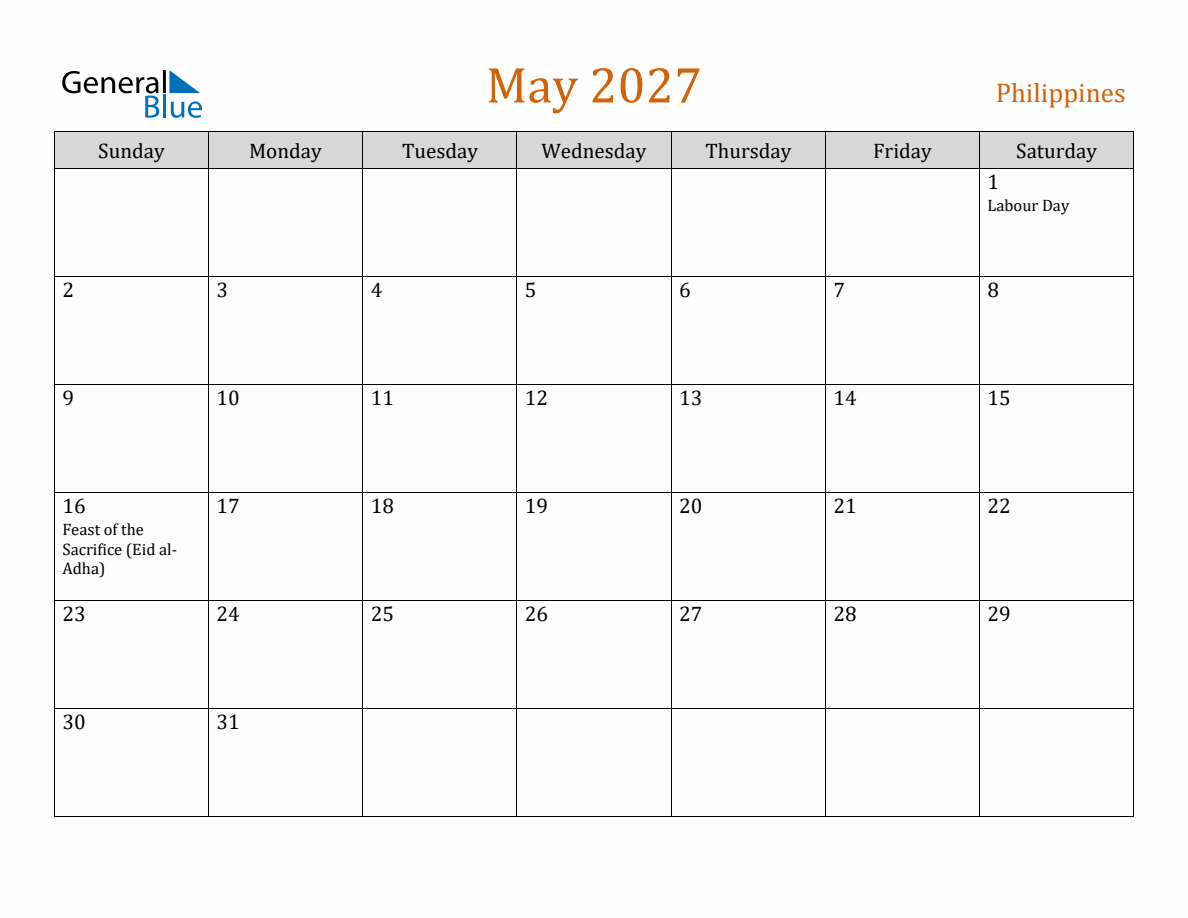 Free May 2027 Philippines Calendar
