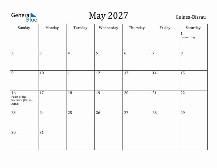 May 2027 Calendar Guinea-Bissau