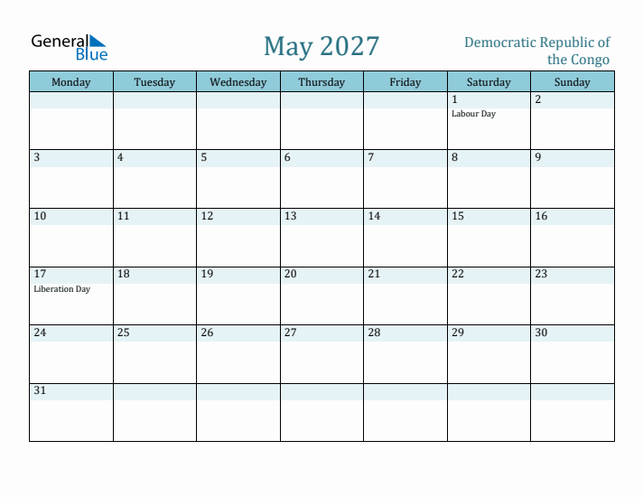 May 2027 Calendar with Holidays