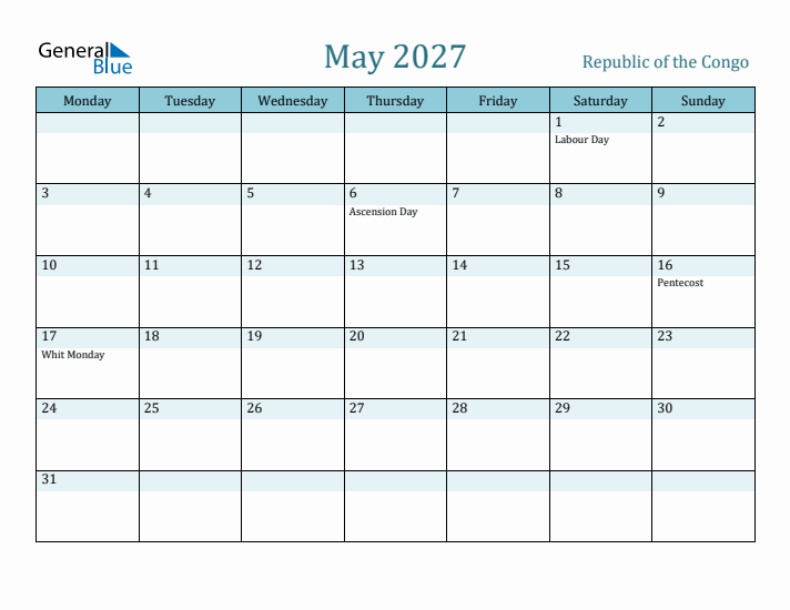 May 2027 Calendar with Holidays