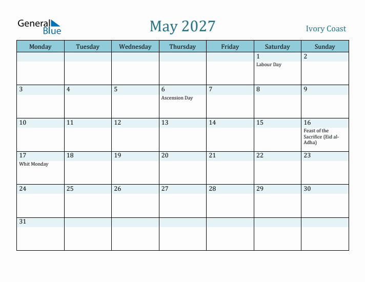 May 2027 Calendar with Holidays