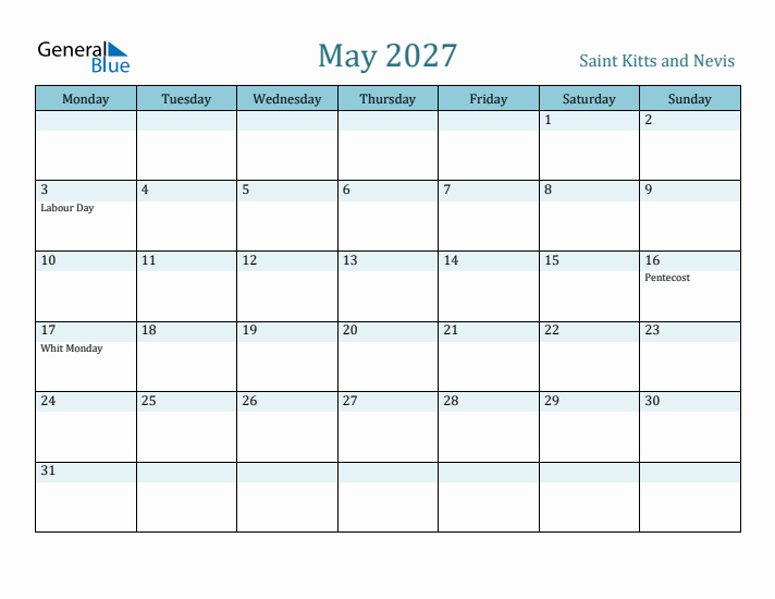 May 2027 Calendar with Holidays