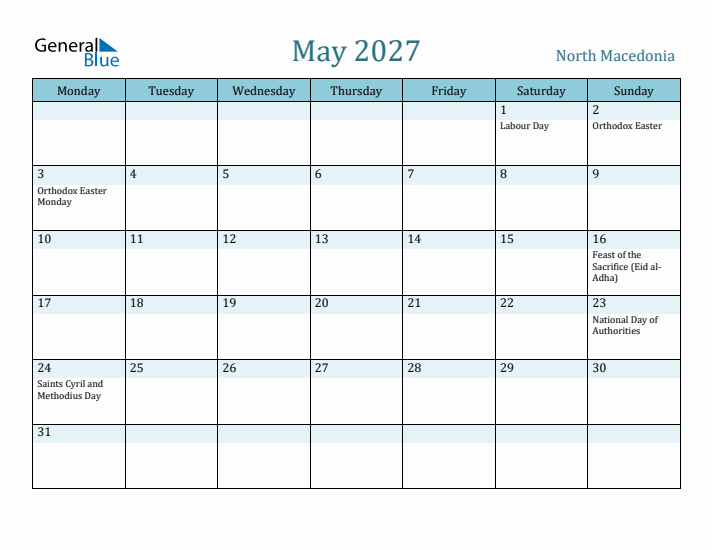 May 2027 Calendar with Holidays
