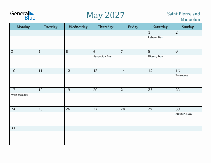 May 2027 Calendar with Holidays