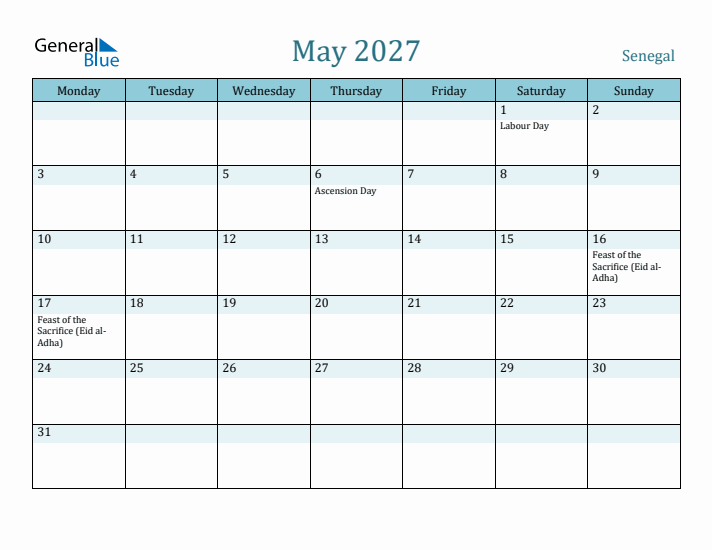 May 2027 Calendar with Holidays