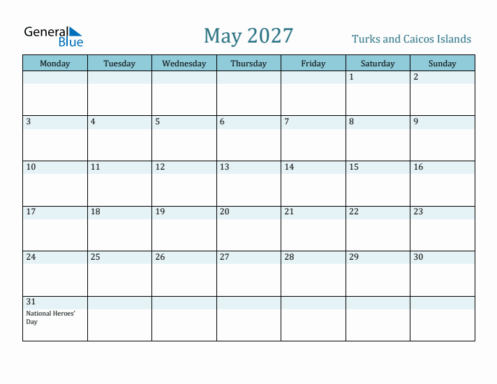 May 2027 Calendar with Holidays