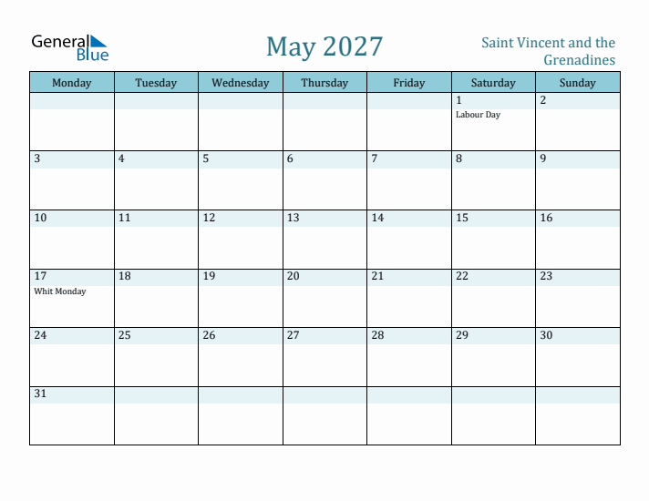 May 2027 Calendar with Holidays